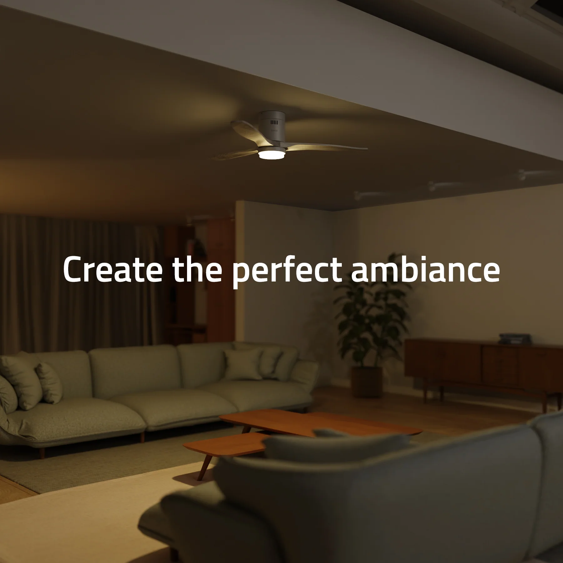 Hombli Smart Ceiling Fan & Light - White & White Wood - Image 5