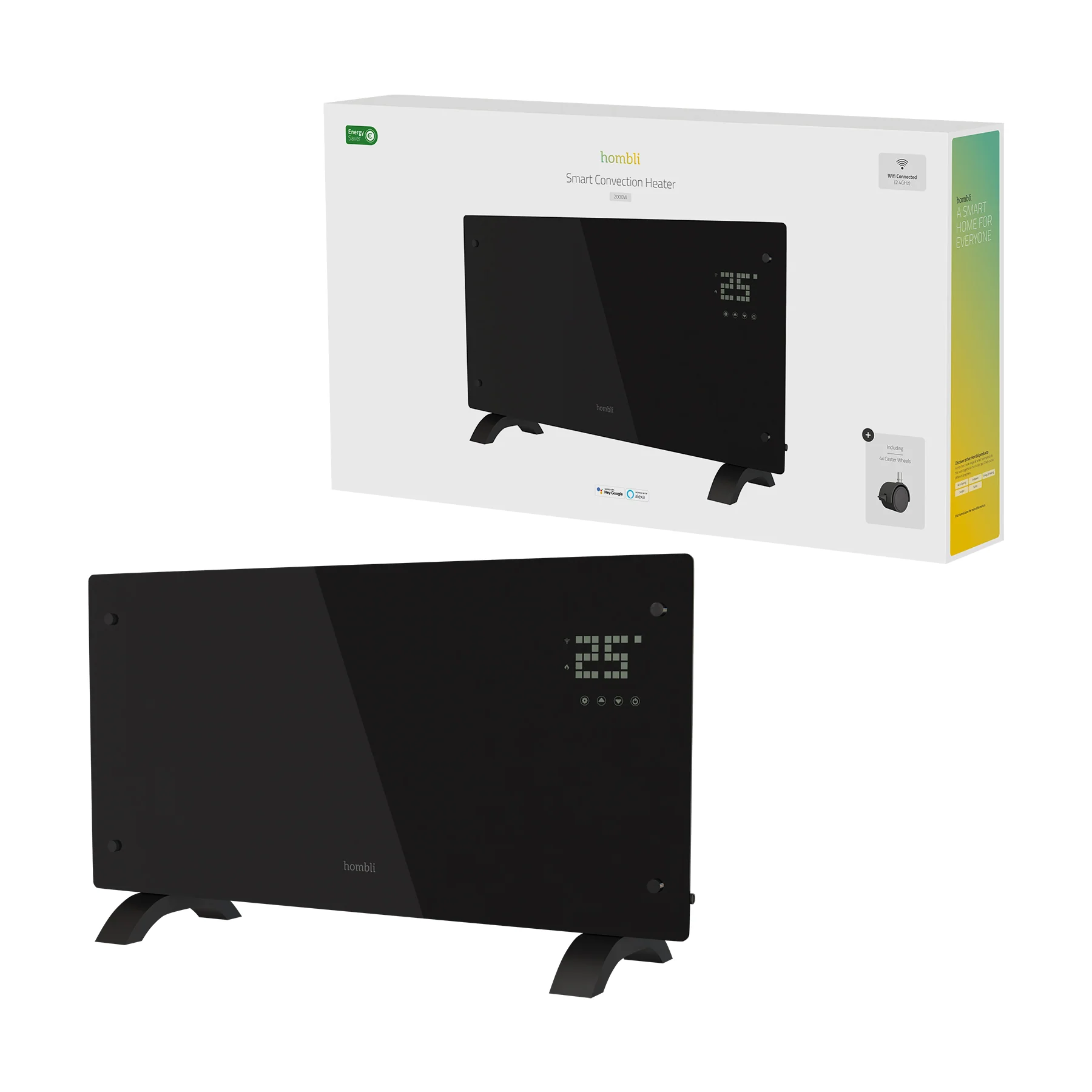 Hombli Smart Convection Heater - 2000W Black Glass - Image 11